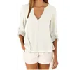 Women Shirts Summer Autumn Casual V-neck Chiffon Blouse Tops And s Long Sleeve Black White Ladies Shirt 210719