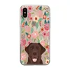 Funny Puppy Dog French Bulldog with Pink Flowers Soft Protective Clear TPU cases For iphone 12 11 Pro X XR XS Max 5 5S 6 6S 7 8 PLUS SE