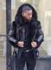 남성용 재킷 겨울 코트 남성용 패션 양 피부 따뜻한 모피 후드 깎기 재킷 오토바이 두꺼운 폭격기 m-5xl