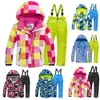 Çocuklar Kayak Takım Elbise Çocuk Rüzgar Geçirmez Su Geçirmez Sıcak Polar Kar Takım Elbise Kız Erkek Kış Kayak ve Snowboard Ceket Pantolon Kayak Seti H0909