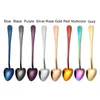 2021 1PC Rainbow Heart Shape Stainless Steel Dessert Coffee Spoon Sugar Honey Ice Cream Tools Kitchen Dinnerware Milk Scoops