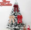 NEWChristmas Tree Bows Red Cotton Linen Bowknot Ornaments for Wreath Window Holiday Indoor Outdoor Decorations LLF11283