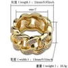 Mode Men Hip Hop Ring Filled Cuban Chain Rings Design Rostfritt stål Mens Micro Inlaid Zircon Jewelry306K