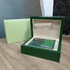 Rolexables montre de luxe Mens Watch Box Cases Original Inner Outer Womans Montres Boxes Hommes Montre-bracelet Green Boxs livret carte 116610
