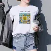 1ピースレディースファッションプラスサイズティートップス半袖モーダルカジュアル女性Tシャツホワイトバンゴッホ絵画ギフト210518