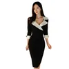 Elegant Business Bodycon Wear Work Dress Vestidos Kläder Mode Kvinnor Vår E Kontor Lady Black Clothing 210510
