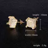 Iced Out Gold Stud för män Micro Pave Earring Punk Style med 3D CZ Earrings Hip Hop Smycken