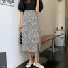 Vår och sommar kjol Kvinna 2021 A-Line Koreansk version av High Waist Floral Wild Split Mid-Length Kjolar