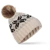 Casquettes Chapeaux Bonnet/Casquettes De Noël Fleur De Neige Bonnets À Pompons En Tricot Chunky Deux Styles Boules De Pom-Pom Fausse Fourrure Ou Lignes Communes 58cm Crâne 10 Options Mixtes En Gros