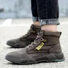 Wholesale- Boots Ankle Winter Lace Up Men Waterproof Warm British Style Retro Suede Cow Leather Shoes Tooling O4