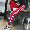 Plus Size Calças para Mulheres 4XL 5XL Sweatpants Mulheres Vermelho Harem Calças Capitais Cintura Alta Calças De Verão Mulheres Largura Pé Streetwear Q0801