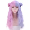 SHANGKE Pink Black Blonde White Synthetic Lolita Long Wig With Bangs Genshin Impact Cosplay Water Wave Wigs For Women Y0903