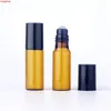 100 Pieces/Lot 5ml Mini Roll On Essential Oil Bottles Refillable Roller ball Bottle Brown Glass Empty Parfum Bottleshigh qty