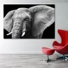 Art noir blanc éléphant impression peinture sur toile Art toile impression décoration pour salon Animal photo mur