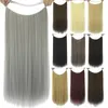 22 26 inch Rechte lus Micro Ring Hair Extensions Synthetische Hoge Temperatuur Zijde Inslag 17 Kleuren FL015