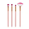 Portable Pink Makeup Brushes Set 4 / 10pcs Verktyg Tillbehör för ögonskugga Blush Highlighter Cosmetics Slitstarkt trähandtag Mjuk hårborste DHL Gratis