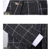 Men's Suits & Blazers (Jackets+Vest+Pants) Men Plaid Business Blazers/Male Slim Fit Pure Cotton Three-piece Suit/Man Groom Dress Tuxedo S-4X