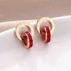 Cristal Diamant Boucles D'oreilles Or Rose Mode Titane Acier Double Plaie Chiffres Romains Goujons Boucles D'oreilles pour Femmes Cadeau Bijoux Ne Se Fanent Pas Allergiques