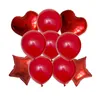 Decorazione per feste 10/12 pezzi 18 pollici Cuore rosso Foil Globos Coriandoli trasparenti Palloncini in lattice Matrimonio Regalo di San Valentino Compleanno