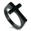 Cluster Rings Men's Simple Fashion Gold Black Cross Christian Amulet Ring