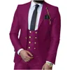 Custom-made One Button Groomsmen Peak Groom Troum Tuxedos Мужские костюмы Свадьба / выпускной / ужин Человек Blazer (Куртка + брюки + галстук + жилет) W897