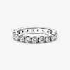 100% 925 Sterling Silver Sparkling Row Bague d'éternité pour les femmes Bagues de fiançailles de mariage Accessoires de bijoux de mode