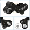 9889 Microscópio Lupa de joias 30X 60X Lupa com luz LED Mini lupas portáteis para placa de circuito Lupa de bolso prateada preta