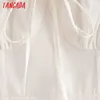 タンガダ夏の女性白い弓ドレスパフ半袖レディースミニドレスvestidos 4y01 210609
