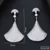 Godki merk luxe sprankelende shell oorbellen voor vrouwen Nigeriaanse stijl volledige kubieke zirkonia dangle drop oorbel sieraden