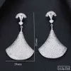 Godki Brand Luxury Sparkling Shell Örhängen för Kvinnor Nigeriansk stil Full Cubic Zirconia Dangle Drop Earring Smycken