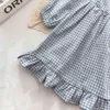 Toddler Girls Dress Plaid Pattern Party Robe For Girls Patchwork Children Hobe Spring Autumn Children's Vêtements 210412