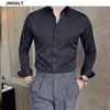 40kg-75kg Men's All-Match Long-sleeved Blouse Slim Fitting Shirts British Casual Fashion Shirt White Asian Size 210528