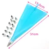 14 Pcs/Set Silicone Icing Piping Cream Pastry Bag with 12PCS Stainless Steel Nozzle Pastry Tips Converter DIY Cake Decorating