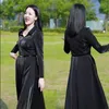 Casual Jurken Mode Mother's Jurk 2021 Herfst Solid Color Shirt Kraag Dames Was Dun A-Line Mujer Elegant