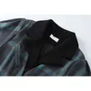 Vinter sväng Collar Kvinnor Woolen Coat Plaid Print Elegant ulljacka Kvinna Casual Vintage Koreansk Long Outwear Cloak 210417