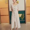 White Plaid Slash Neck Short Sleeve Fit And Flare Midi Dress Summer Elegant Vintage D1196 210514