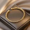 Bangle Simple Open Gold Alloy Bracelet For Women Ins Niche Design Korean Fashion Wedding Jewelry Luxury 2022