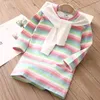 Vestido de arco iris para bebés Primavera Otoño Ropa para niños Estilo universitario para niños Ropa casual Vestidos de ocio para niñas 210701