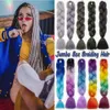 24 pouces Jumbo Tresses Long Ombre Jumbo Synthétique Tressage Cheveux Crochet Blonde Rose Bleu Gris Extensions de Cheveux Africain