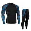 Tute da uomo Tuta da uomo Kit intimo termico da corsa Calzamaglia a compressione da uomo Camicia da allenamento fitness Leggings sportivi 2 pezzi