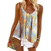 Kvinnor Floral Casual Summer Blouse T Shirts V Nacke Ärmlös Spaghetti Strap Chiffon Loose Toppar Ladies Tank Kvinnor Kvinnors Blusar