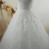 2022 White Ivory Dress pearls Wedding Dresses with lace bottom for brides dress plus size 2-26W