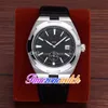 41mm Oversease Watches 47040 4500V Black Dial Automatic Mens Watch Datum Oberoende Sekund 316L Stålväska Läderrem TWVC TimeZoneWatch E137D1