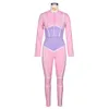 갇힌 컬러 블록 스웨트 슈트 여성 매칭 세트 Tracksuit Zip Up 자른 까마귀와 바지 Lounge Wear Two Piece Outfits Women's Tracksuits