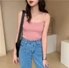 Sexy Knitted Camis Top Summer Tank Tops Women Camisole Sleeveless Slim Top Female Sleveless T-shirt Vest Casual Pink White Blue 210604