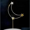 Party Decoration Event & Supplies Festive Home Garden Factory Moon Crown Cake Topper Heart Toppers Baby Shower Birthday Gold Sier Small For