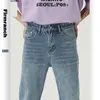 Firmranch printemps hommes/femmes fendu sur la manchette jambe droite longue rétro pantalon Style japonais coréen Vintage 90 s jean pantalon