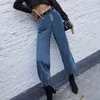 ファッションジーンズ女性秋の女性のハイウエスト全てのカジュアルなストレートレッグパンツのためのレディースビンテージデニムパンツジーンズ210508