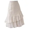 Spring Summer Women's Lace Mesh Patchwork Midi Wrap Skirts Korean OL Style High Waist A-Line Ladies 210428