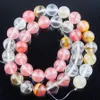 WOJIAER Natural Stone Round Volcano Cherry 6 8 10mm Loose Beads 15 1/2 Inches for Women DIY Bracelets Jewelry Making BY900